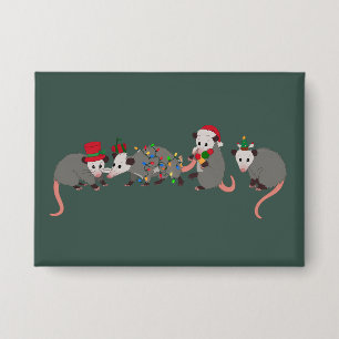 Opossum Kerstmis Schattige Wilde Dieren Grappige K Button