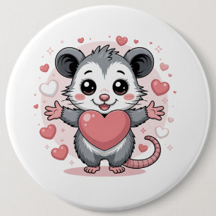 Opossum Liefde en Vriendschap Schattig Dier Hart D Ronde Button 6,0 Cm