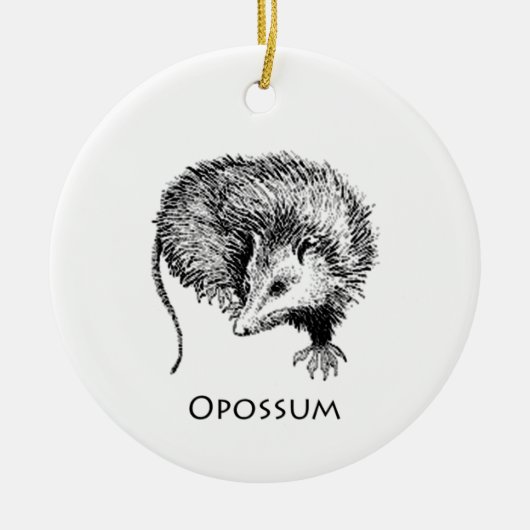 Opossum (lijnkunst) keramisch ornament (Voorkant)