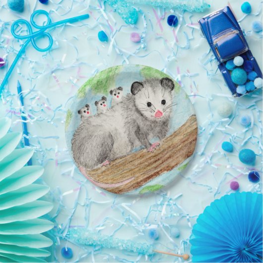 Opossum mama papieren bordje (Feest)