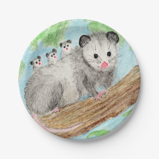 Opossum mama papieren bordje (Voorkant)