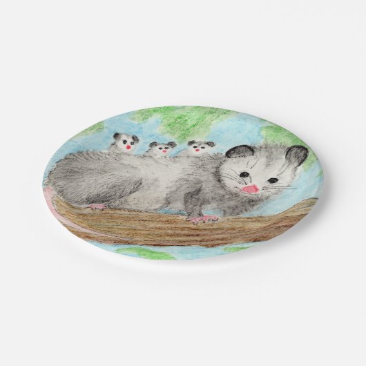 Opossum mama papieren bordje (Gekanteld)