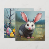 Opossum met konijnenoren feestdagenkaart (Voorkant / Achterkant)