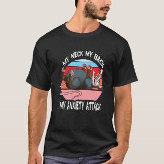 Opossum Mijn nek Mijn rug Mijn angstaanval Retro V T-shirt