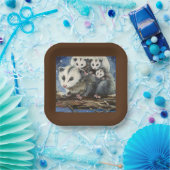 opossum moeder en baby's papieren borden bordje (Feest)