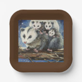opossum moeder en baby's papieren borden papieren bordje (Voorkant)
