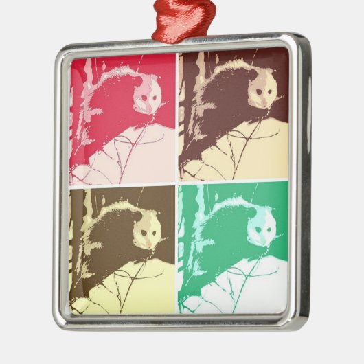 Opossum Pop Art Metalen Ornament (Links)