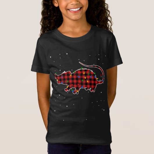 Opossum Possum Kerstroodstaardenkostuum Merry X T-shirt (Voorkant)