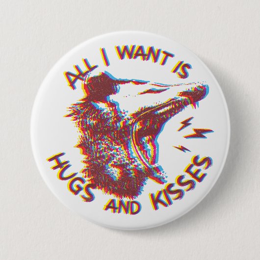 Opossum Possum wensend voor liefde grappige dierli Ronde Button 7,6 Cm (Voorkant)