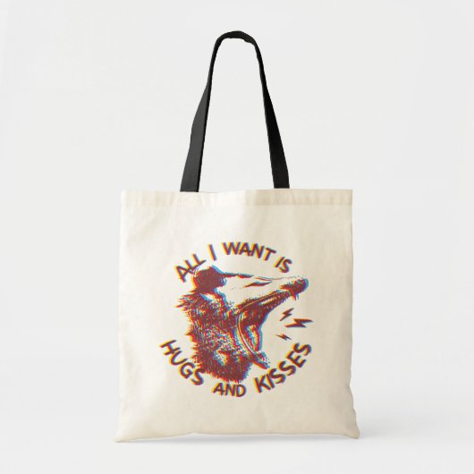 Opossum Possum wensend voor liefde grappige dierli Tote Bag (Voorkant)