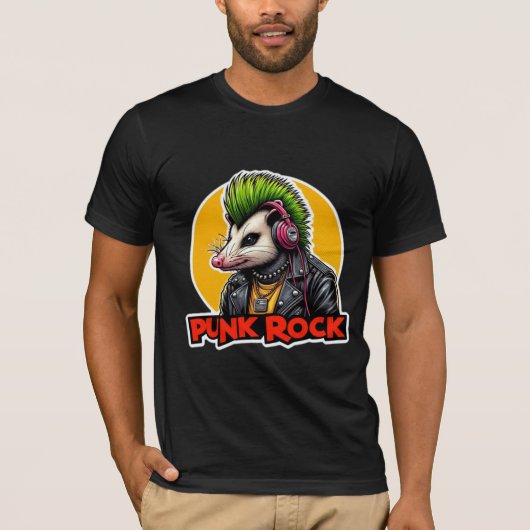 OPOSSUM-PUNK ROTSGROEN T-SHIRT (Voorkant)