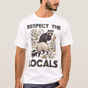 Opossum Respect Locals Wasbeer Skunk Possum Mannen T-shirt