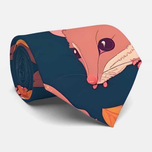 Opossum Retro Kleurrijk Gepersonaliseerd Patroon Stropdas (Opgerold)