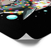 Opossum Riding Shark Santa Hat Kerstmis Poster (Hoek)