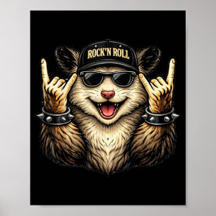 Opossum Rock On Muziek Heavy Metal Grappig Mannen Poster