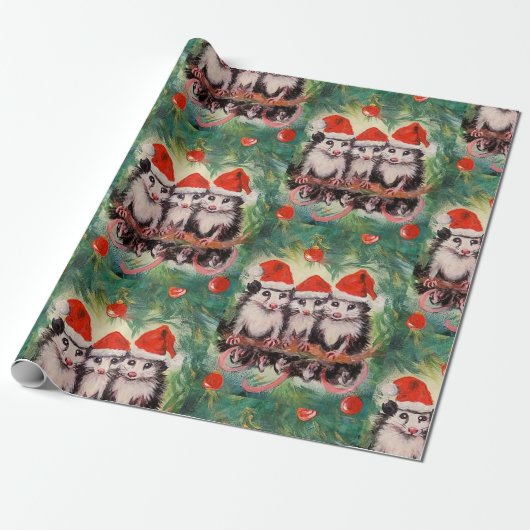 Opossum Santas inpakpapier (Uitgerold)