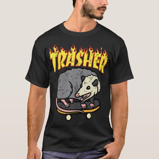 Opossum Skateboard Trasher Funny Possum Skater Man T-shirt (Voorkant)