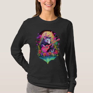 Opossum speelt gitaar grappige possum lover cottag t-shirt