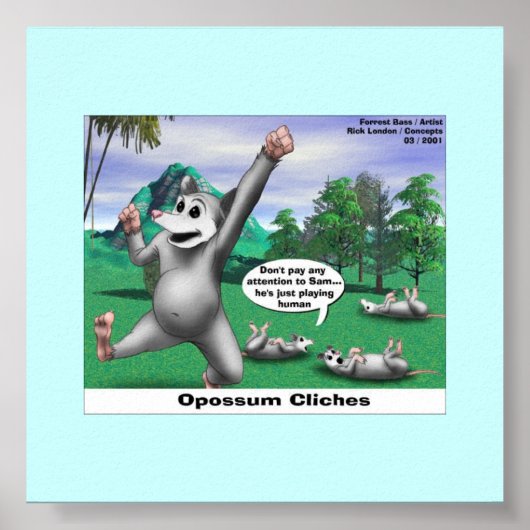 OPossum Spelen dode Cartoon Funny Poster (Voorkant)