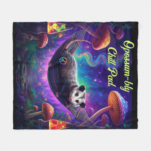 Opossum Trippy Psychedelic Hippie Custom Persoonli Fleece Deken (Voorkant (Horizontaal))