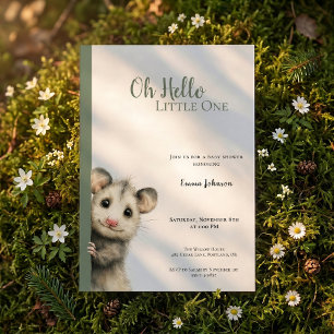 Opossum Woodland Baby Shower Invitation