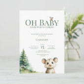 Opossum Woodland Baby Shower Invitation Feestdagenkaart (Staand voorkant)