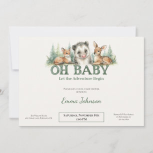 Opossum Woodland Baby Shower Invitation Feestdagenkaart
