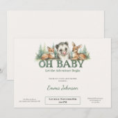 Opossum Woodland Baby Shower Invitation Feestdagenkaart (Voorkant / Achterkant)