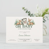 Opossum Woodland Baby Shower Invitation Feestdagenkaart (Staand voorkant)