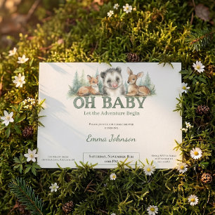 Opossum Woodland Baby Shower Invitation Feestdagenkaart