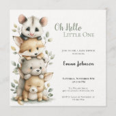 Opossum Woodland Baby Shower Invitation Kaart (Voorkant)