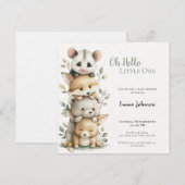 Opossum Woodland Baby Shower Invitation Kaart (Voorkant / Achterkant)