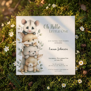 Opossum Woodland Baby Shower Invitation Kaart