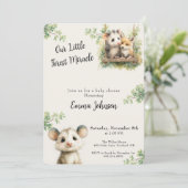 Opossum Woodland Baby Shower Invitation Save The Date (Staand voorkant)