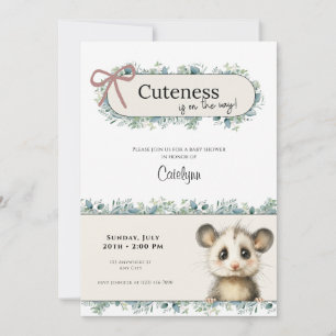 Opossum Woodland Baby Shower Invitation Save The Date