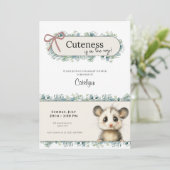 Opossum Woodland Baby Shower Invitation Save The Date (Staand voorkant)