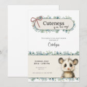Opossum Woodland Baby Shower Invitation Save The Date (Voorkant / Achterkant)