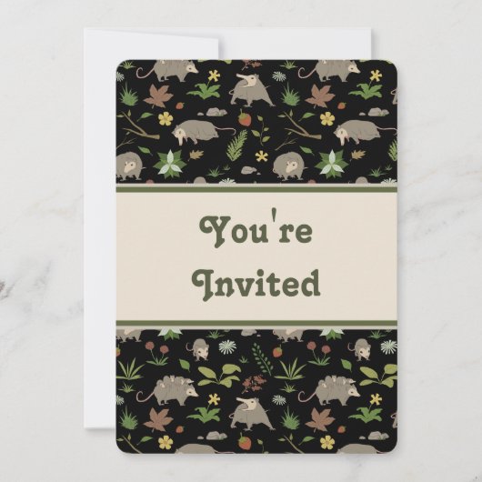 Opossums in Black Birthday Party uitnodiging (Voorkant)