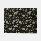 Opossums in een Berry Field Wildlife Pattern Zwart Deurmat (Voorkant)