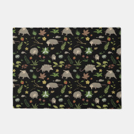 Opossums in een Berry Field Wildlife Pattern Zwart Deurmat