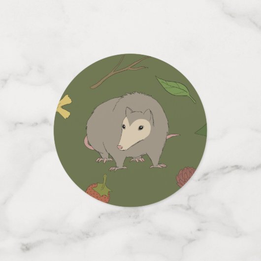 Opossums in een bessenveld in het groen confetti (Kleine voorkant)