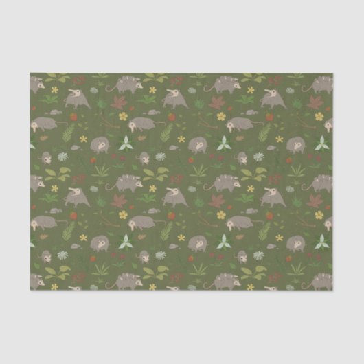 Opossums in een bessenveld in het groen tissuepapier (Voorkant)