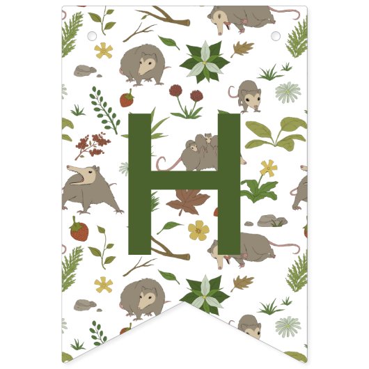 Opossums in een bessenveld in het wit vlaggetjes (Tweede vlag)