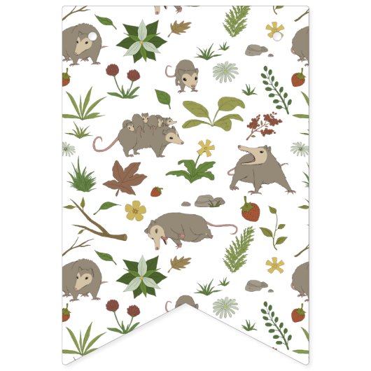 Opossums in een bessenveld in het wit vlaggetjes (Eerste vlag)