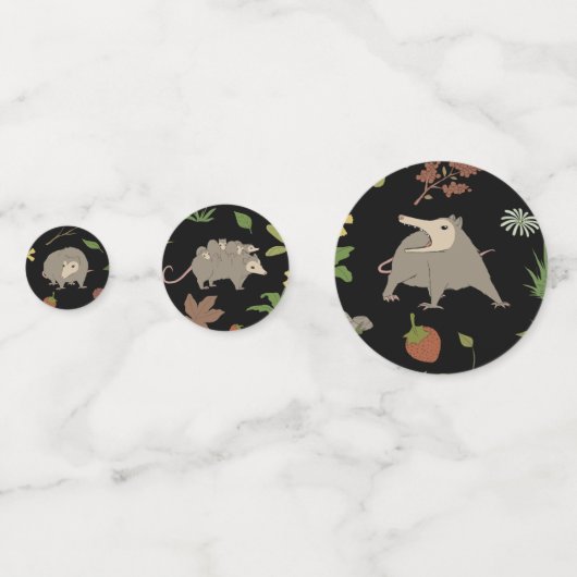 Opossums in een bessenveld in zwart confetti (Voorkanten)