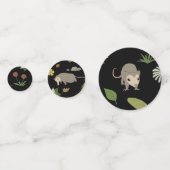 Opossums in een bessenveld in zwart confetti (Achterkanten)