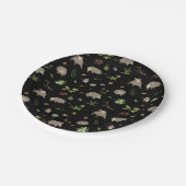 Opossums in een bessenveld in zwart papieren bordje (Gekanteld)