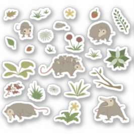 Opossums in een bessenveld sticker