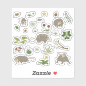 Opossums in een bessenveld sticker (Vel)