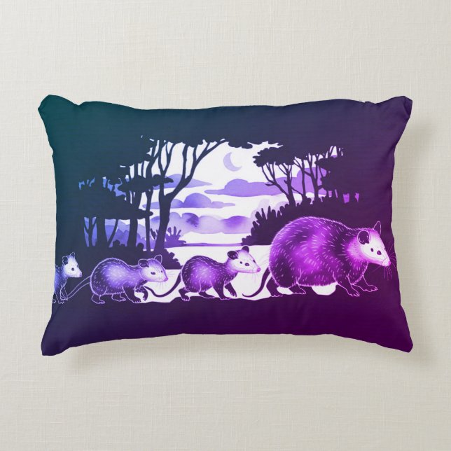 Opossums in Forest Clearing Accent Pillow Kussen (Voorkant)